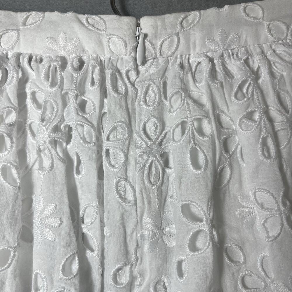 J.Crew Full Midi‎ in White Lined Embroidered Eyelet A-line Skirt 2 - Picture 7 of 11
